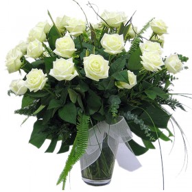 Florero 24 Rosas Blancas