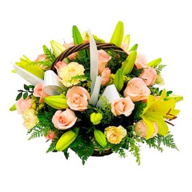 Canastillo Mediano con Flores - Amarillas