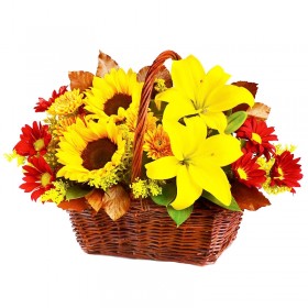 Cesta de Flores mediano con girasoles