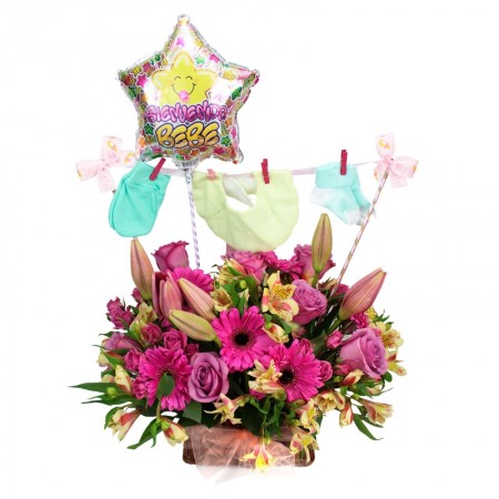 Canastillo de Flores con Ropita
