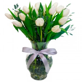 Florero Con 20 Tulipanes Blancos