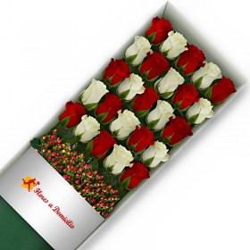 CAJA DE 25 ROSAS ROJAS