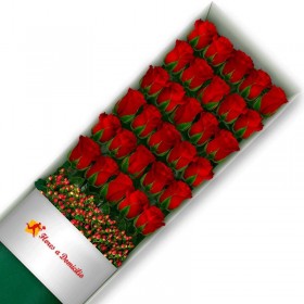 CAJA 30 ROSAS ROJAS